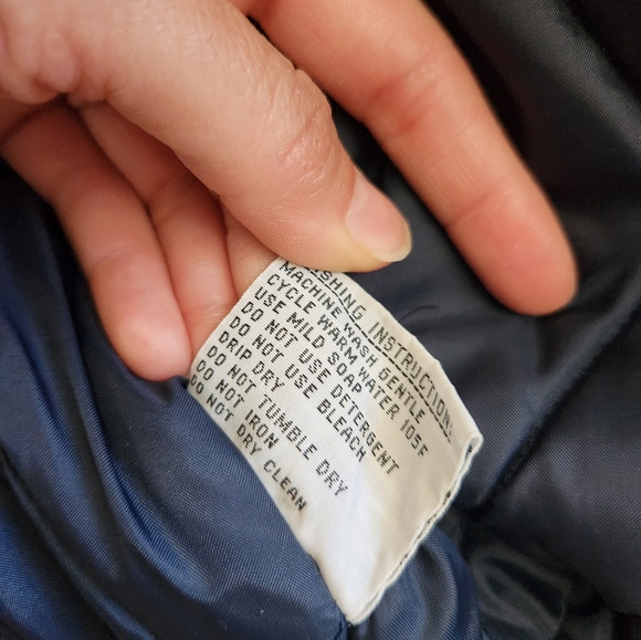 U.S. Blues by Cortina Navy Blue Nylon Bomber Jacket With Sherpa Collar - Picture 6 of 10